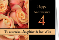 4th Anniversary to Daughter & Wife - multicolored pink roses card