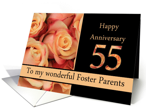 55th Anniversary to Foster Parents - multicolored pink roses card