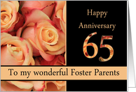 65th Anniversary to Foster Parents - multicolored pink roses card