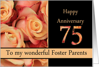 75th Anniversary to Foster Parents - multicolored pink roses card