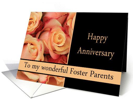 Anniversary to Foster Parents - multicolored pink roses card (1311232)