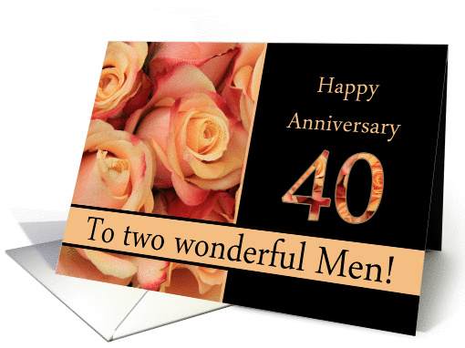 40th Anniversary to gay couple - multicolored pink roses card