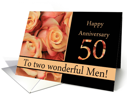 50th Anniversary to Gay Couple Multicolored Pink Orange Roses card