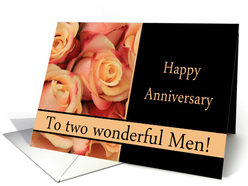 Anniversary to gay couple - multicolored pink roses card (1311542)