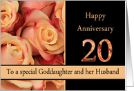 20th Anniversary to Goddaughter & Husband - multicolored pink roses card