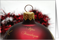 Dutch Red Bauble Christmas Fijne Feestdagen card