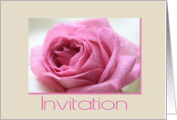 Invitation Pink Rose on Taupe card