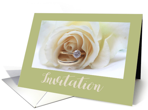 Wedding Bands and White Rose Invitation card (545230)