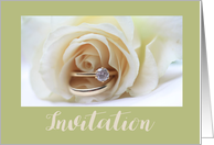 Wedding Bands and White Rose Invitation card