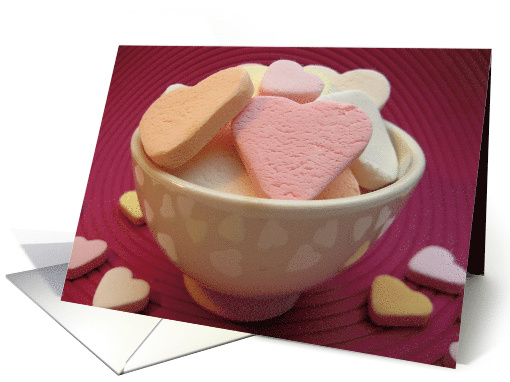 Pastel Candy Hearts in Bowl for Valentine card (550990)