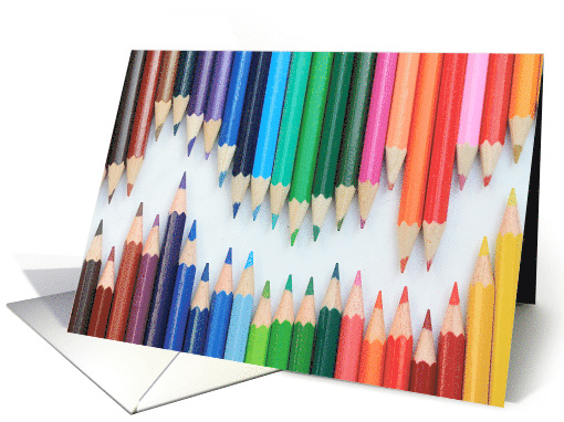 Rainbow Color Pencils Blank Any Occasion card (554512)