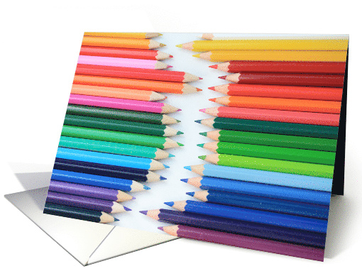 Rainbow Color Pencils Blank Any Occasion card (554516)