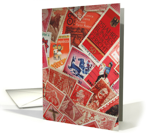 Red Stamps International Postage Blank Any Occasion card (560063)