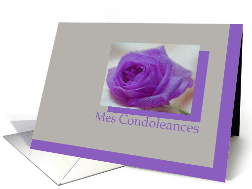 French Sympathy Purple Rose on Grey card (574314)