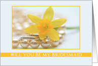 yellow daffodil will you be my bridesmaid card