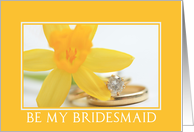 yellow daffodil will you be my bridesmaid card