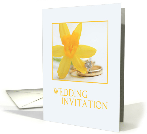 Wedding Invitation Yellow Daffodil and Wedding Bands card (590443)