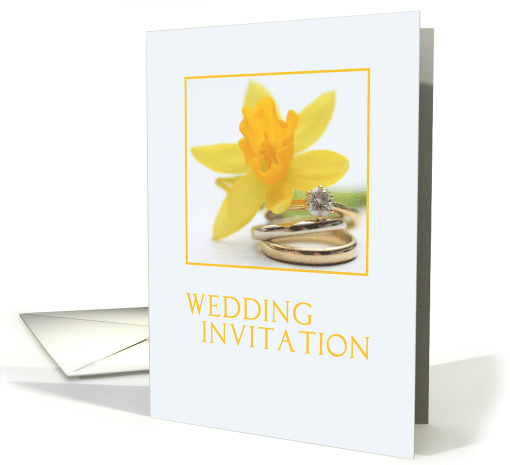 Wedding Invitation Yellow Daffodil and Wedding Bands card (590445)