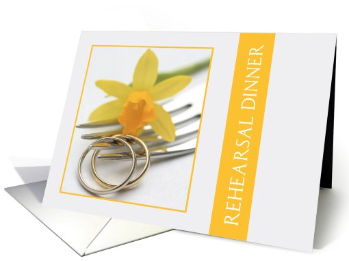 yellow daffodil wedding rehearsal dinner card (590858)