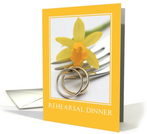 yellow daffodil wedding rehearsal dinner card (590865)