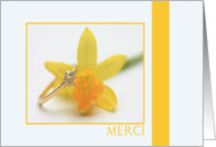 yellow daffodil french wedding thank you card