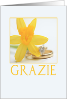 yellow daffodil italian wedding thank you card