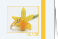 yellow daffodil italian wedding thank you card