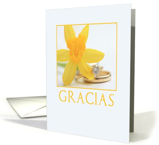 yellow daffodil spanish wedding thank you card (590938)