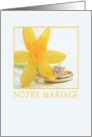 yellow daffodil french wedding invitation card