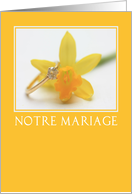 yellow daffodil french wedding invitation card