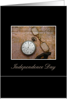 Vintage Independence Day Clock and Glasses card