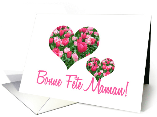 French Mother's Day Pink Tulips Heart card (597982)