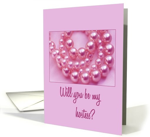 pink pearls Will you be my hostess card (598978)