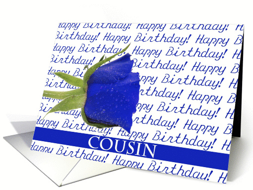 Cousin Happy Birthday Blue Rose card (601157)