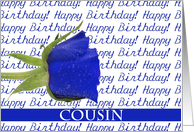 Cousin Happy Birthday Blue Rose card