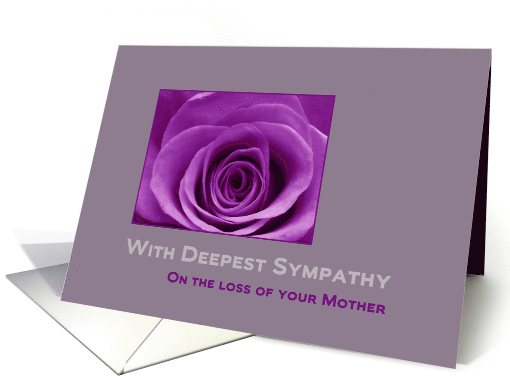 Sympathy on Loss of Mother Purple Rose on Grey card (604349)
