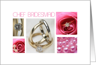 will you be my chief bridesmaid pink wedding collage card