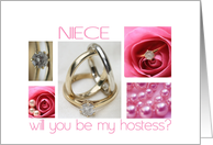 Niece will you be my hostess pink wedding collage card