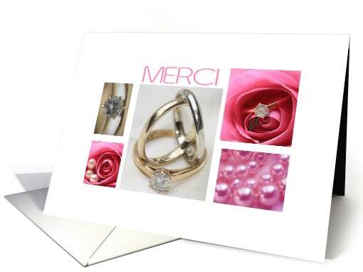 french wedding thank you card- pink wedding collage card (607831)