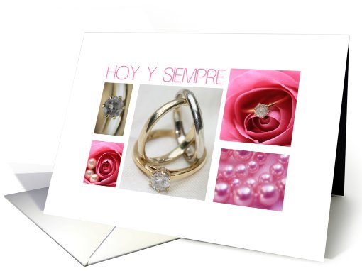 spanish congratulations on wedding day card- pink wedding collage card