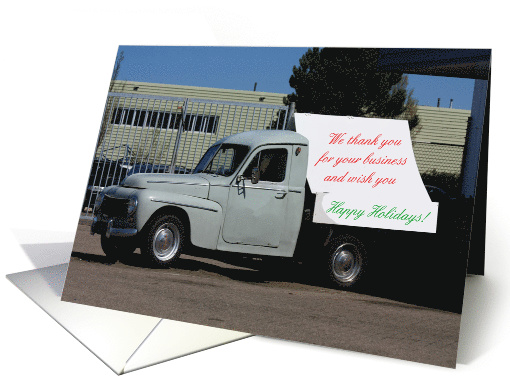 Vintage happy holidays truck card (611175)