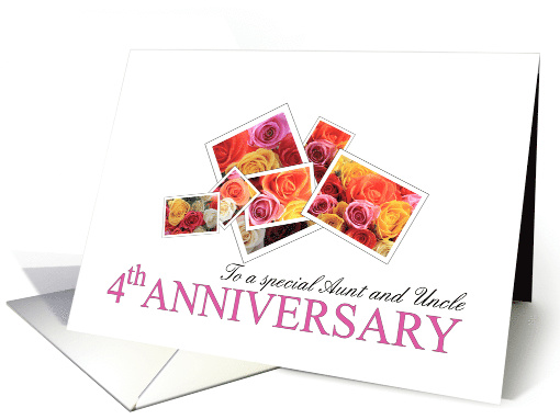 Aunt & Uncle 4th Anniversary Mixed Rose Bouquet card (627314)