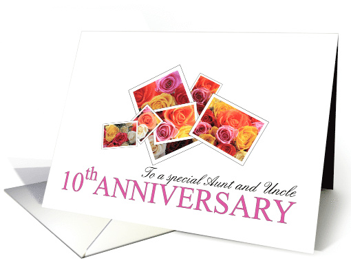 Aunt & Uncle 10th Anniversary Mixed Rose Bouquet card (627397)