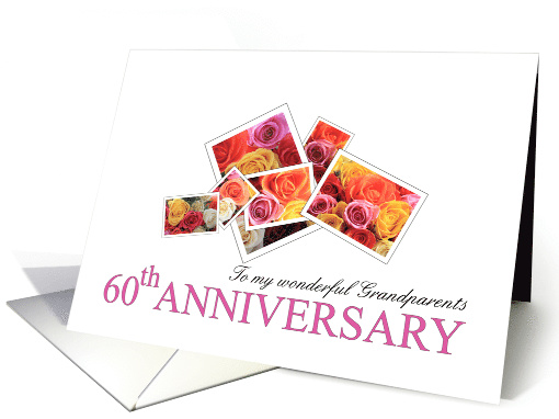 Grandparents 60th Anniversary Mixed Rose Bouquet card (632702)