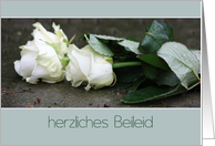 German Sympathy White Roses card