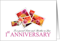 Sister & Brother in Law 1st Anniversary Mixed Rose Bouquet card