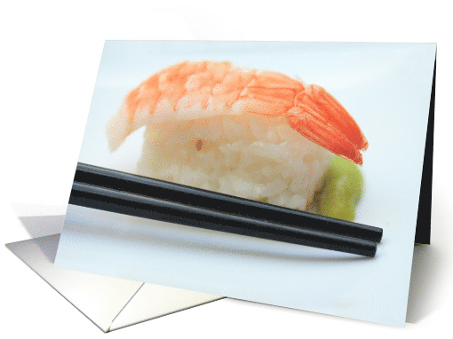 Nigirisushi with Scrimp and Chopsticks Blank Any Occasion card
