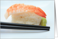 Nigirisushi with Scrimp and Chopsticks Blank Any Occasion card