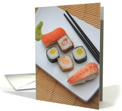 Japanese Sushi on Plate Blank Any Occasion card (647443)