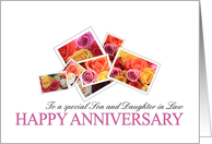 Son & Daughter in Law Happy Anniversary Mixed Rose Bouquet card